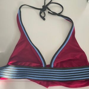 Lucky Brand Red and Blue Women's Swim Top